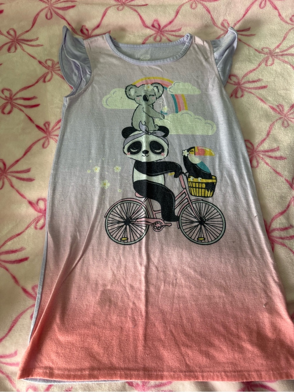 wonder nation Ombre Panda Bike Nightgown - Light Purple & Pink